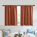 RYB HOME Blackout Bathroom Window Curtains, Short Thermal Insulated Heat Blocking Rod Pocket Half Window Curtain Tiers for Nursery Bedroom, Width 42 by Length 30, Burnt Orange, 2 Panels