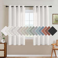 H.VERSAILTEX 2 Pack Ultra Luxurious High Woven Linen Elegant Semi Sheer Curtains Grommet Curtain Panels Light Filtering Privacy Panels Drapes for Kitchen, Nickel Grommet, 52x63-Inch, Heathered White
