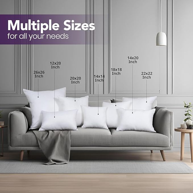 Utopia Bedding 14x20 Pillow Inserts, Set of 2, White – Indoor Decorative Throw Pillows for Bed, Sofa & Couch – Soft, Supportive & Fluffy Cushion Inserts