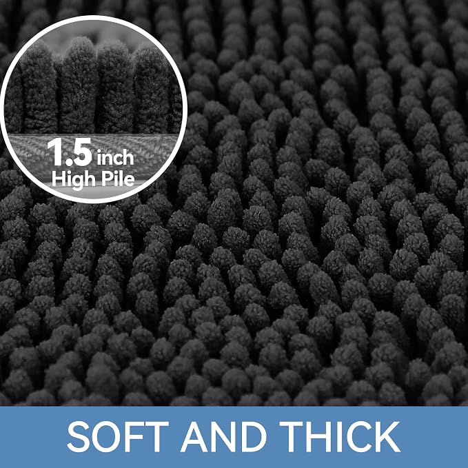 Bath Rug, 48x24 Inch Microfiber Chenille, Non-Slip and Machine Washable