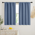 RYB HOME Short Blackout Curtains for Bedroom, Room Darkening Insulated Summer Heat Light UV Blocking Energy Saving Drapes for Nursery, Width 34 by Length 48, Stone Blue, Set of 2