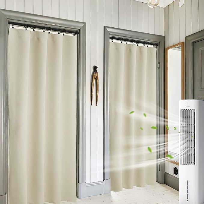 RYB HOME Extra Wide Curtains for Bedroom Living Room 72 inches Long, Thermal Insulated Privacy Drapes for Nursery Home Theater Dining Room, Width 62 by Length 72, Beige, 2 Panels