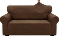ZNSAYOTX 1 Piece Jacquard Couch Covers for 2 Cushion Couch High Stretch Loveseat Slipcover for Pets Dogs Anti Slip Love Seat Sofa Slipcover Furniture Protector (Medium, New Pattern Coffee)