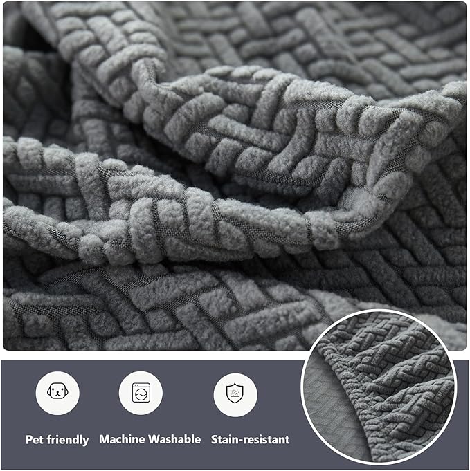 Couch Cushion Covers for Sofa Couch Covers Wear-Resistant Universal Sofa Cover Washable Stretch for Sectional Slipcovers (Texture-Gray,Back Cover L)