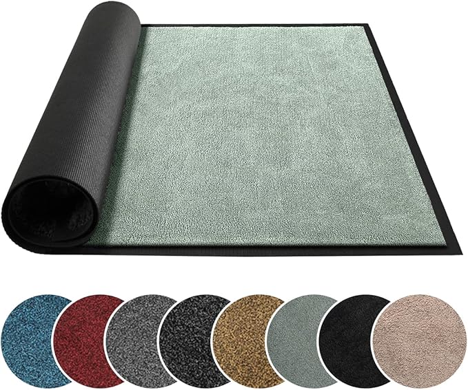 Mibao Dirt Trapper Door Mat for Indoor Outdoor, Waterproof All-Season, All-Weather Doormat, Heavy Duty Non-Slip Entrance Rug, Low Profile Absorbent Entrance Mat Carpet, 48" x 36", Green