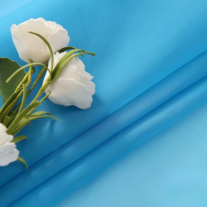 SpaceDresser Basic Rod Pocket Sheer Voile Window Curtain Panels Cyan Blue 1 Pair 2 Panels 52 Width 36 Inch Long for Kitchen Bedroom Children Living Room Yard（Cyan Blue, 52W x 36L）