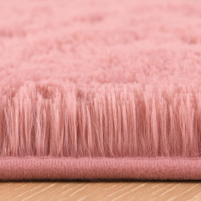 Chicrug Soft Runner Rug for Bedroom Living Room Plush Fluffy Rug 2x10 Feet, Shag Furry Runner Carpet Non Shedding for Nursery Children Kids Girls Room Home Decorative, Blush