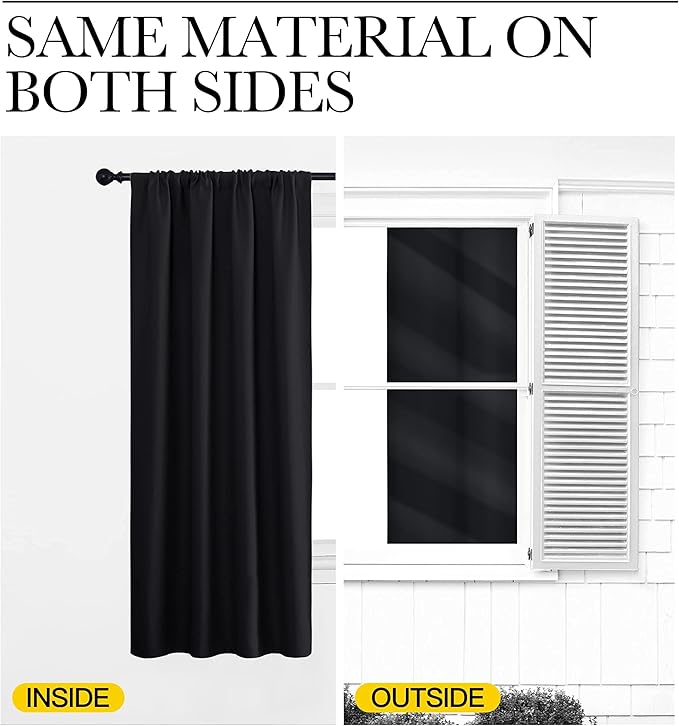 NICETOWN Short Curtains 36 inches Long, Black Out RV Bunk Panels, Kitchen Window Curtains Over Sink, Thermal Insulating Blackout Drapes/Draperies for Small Window (2 Panels, 42 inches Wide)