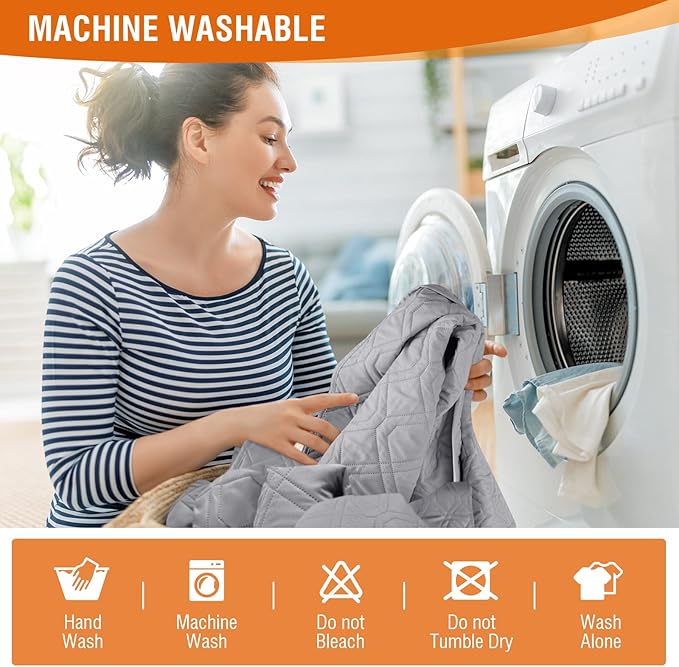 VANSOFY Waterproof Recliner Couch Covers, Sofa Covers 1-Piece Washable Reclining Sofa Cover Non-Slip Furniture Protector with Elastic Straps Pocket for Dogs, Pets(Light Gray,2 Seater)