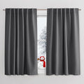 PONY DANCE Curtains 45 inch Length - Double Panels Back Tab & Rod Pocket Thermal Insulated Short Blackout Drapes for Kitchen Bedroom, 52" x 45" Per Panel, Dark Grey, 2 Pieces