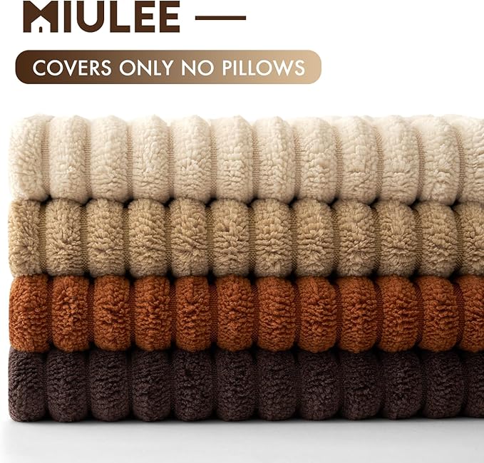 MIULEE Boho Farmhouse Throw Pillow Covers 18x18 Inch Set of 4 Rustic Mordern Neutral Cushion Covers Soft Corduroy Nordic Home Decor for Couch Bed Sofa Living Room Chocolate Brown/Rust