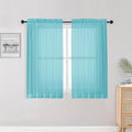 OWENIE Aqua Kitchen Sheer Curtains for Bedroom Living Room 45 Inch Length, Bedroom, Soft Solid Light Filtering Voile Short Sheer Curtain for Small Window, 42" W x 45" L, Aqua