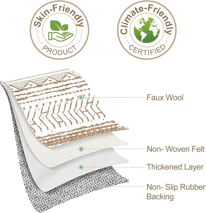 Nakagishi Area Rugs 8x10 Living Room: Washable Boho Large Neutral Soft Farmhouse Rug Stain Resistant Modern Geometric Indoor Floor Carpet for Bedroom Nursery Playroom Office Dining Room- Brown White