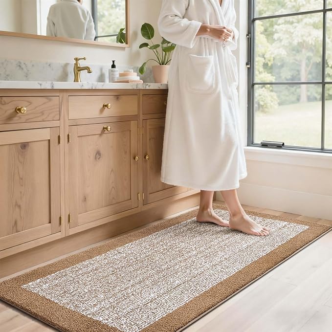 70x24 Long Bathroom Rugs Washable Non Slip, Coffee Bath Mat for Bathroom Floor Tub, Soft Absorbent Quick Dry Mats for Shower, Bathtub,Home Decor