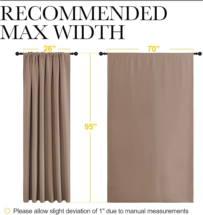 NICETOWN Room Darkening Curtains for Bedroom - Home Decoration Privacy Protection Thermal Insulated Solid Drapes/Draperies for Sliding Glass Door (Cappuccino, Set of 2, 70 x 95 inches)