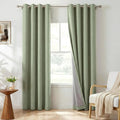 100% Blackout Shield Linen Blackout Curtains for Bedroom, Sage Green Grommet Curtains for Living Room, Thermal Insulated Room Darkening Drapes for Nursery, Boho Home Decor, 50" W x 96" L, 2 Panels