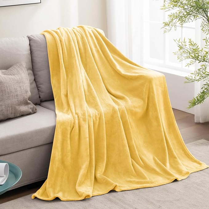 BEDELITE Fleece Blanket Twin Size Cream Yellow Throw Blankets for Couch & Bed, Luxury Plush Cozy Fuzzy Blanket 60x80 inches, Super Soft Warm Lightweight Throw Blanket for Travel Camping