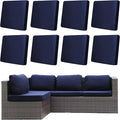 8Pcs Outdoor Cushion Covers, Patio Cushion Covers,Stretch Elastic Slipcovers, Replacement Washable & Reusable Furniture Protector for Patio Couch (Navy Blue,Cover Only)