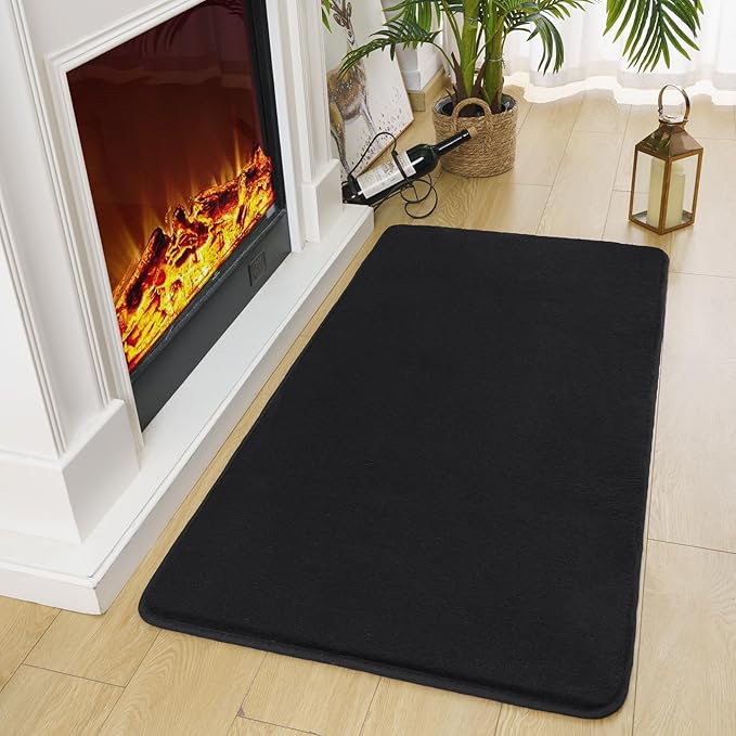 Amearea Modern Washable Runner Rugs, 2x4 Feet Black Bedroom Runner Rug, Small Area Rugs for Bedroom Living Room, Non Slip Memory Foam Rug for Hallway Entryway Kids Boys Girls Room Laundry Room