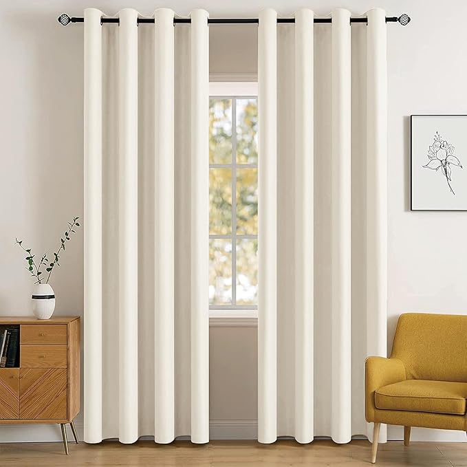 MIULEE Blackout Room Darkening Curtains Thermal Insulated Drapes Solid Window Treatment Set Grommet Top Light Blocking Curtain for Living Room/Bedroom 2 Panels 52 x 84 inch Length Birch