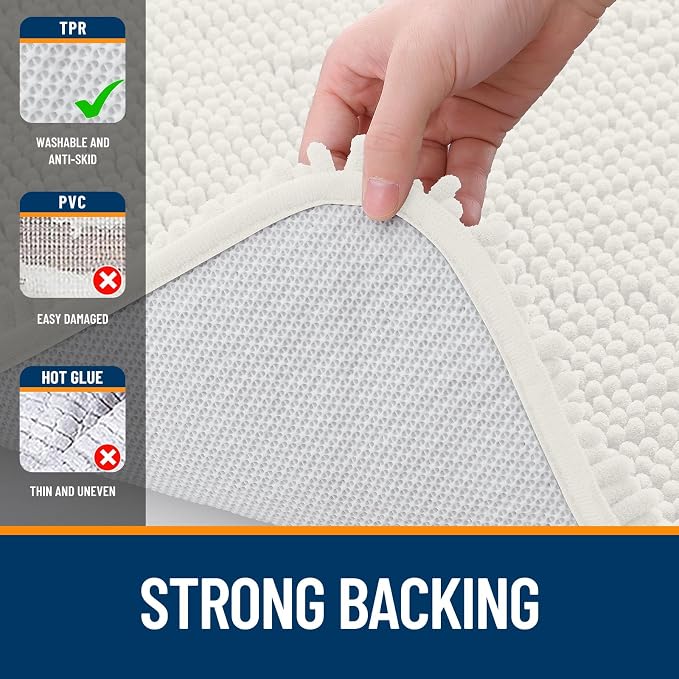 OLANLY Bathroom Rugs 59x35, Extra Soft Absorbent Chenille Bath Rugs, Rubber - Image 6