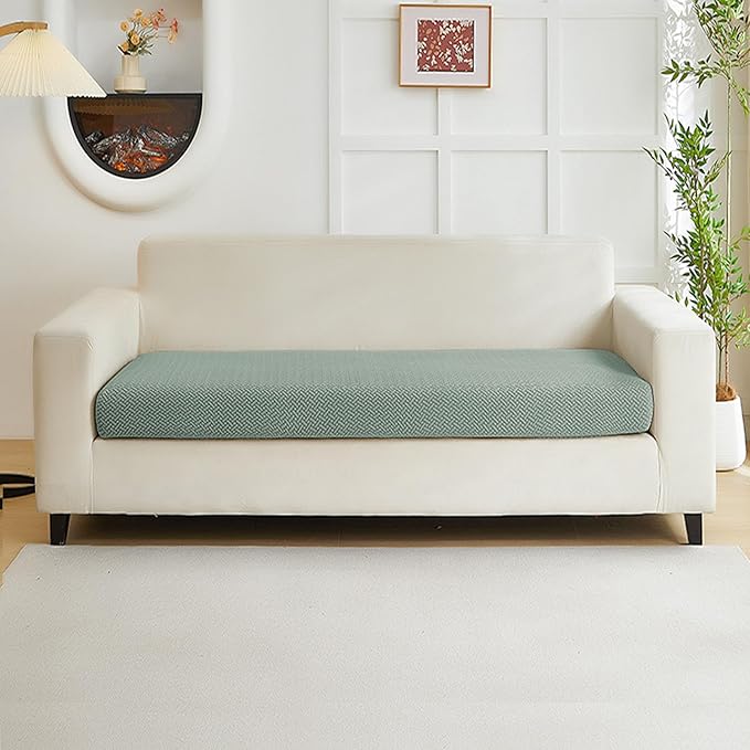 Couch Covers for 2 Cushion Sofa Pet Friendly Couch Cushion Covers Universal Sofa Covers Washable Stretch Slipcovers for Sectional Sofa (Texture Green,Large Double Seat Cover)