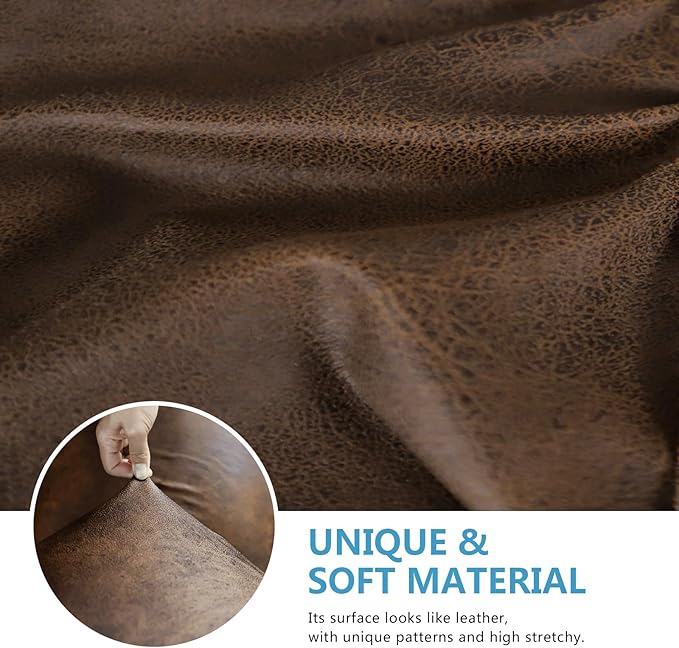 Leather Look Couch Cushion Covers Sofa Seat Slipcovers Sets Couches Furniture Protector for Sectional Armchair Loveseat Pets Kids Stretch Spandex Fabric (2 Cushion Loveseat, Dark Brown)