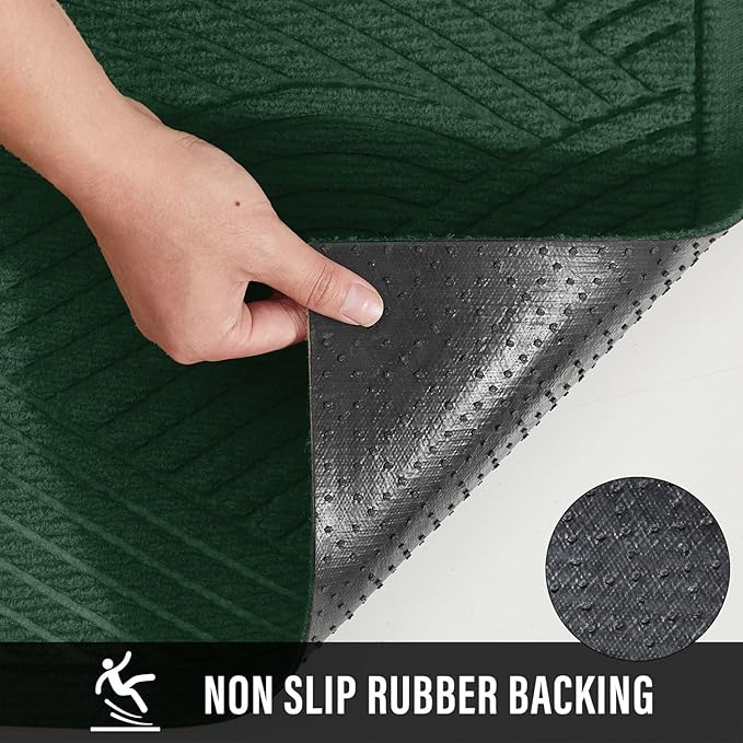 HIYARD Sturdy Front Door Mat, Absorbent Muddy Dirt Resist Welcome Door Mats Outdoor Indoor, Stain and Fade Resistant, Non-Slip Backing Entry Mat Low Profile Doormat for Entryway, 29×17, Green