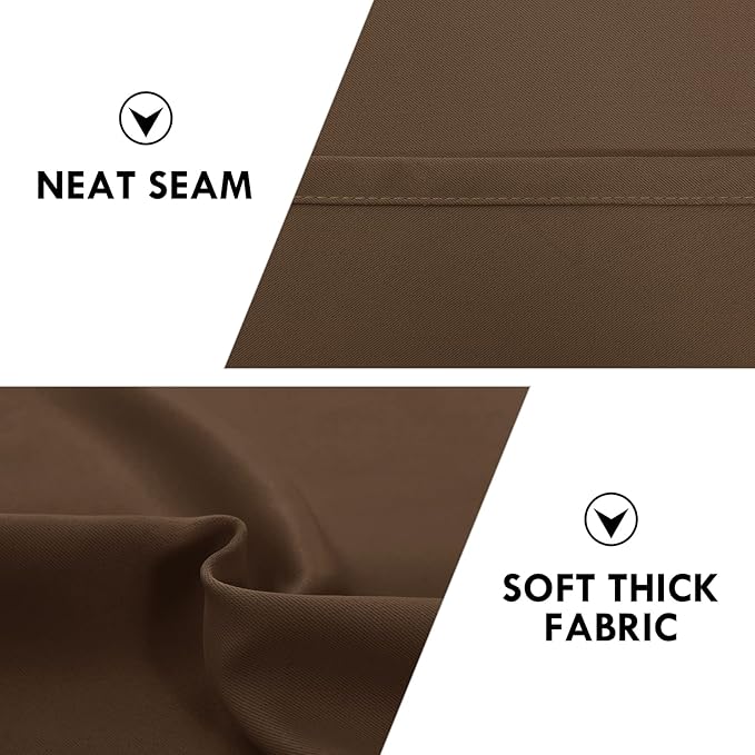 DWCN Brown Room Darkening Blackout Curtains - Rod Pocket Thermal Insulated Privacy Energy Saving Window Curtain Drapes 42x 72 inch Length, Set of 2 Bedroom Living Room Curtains