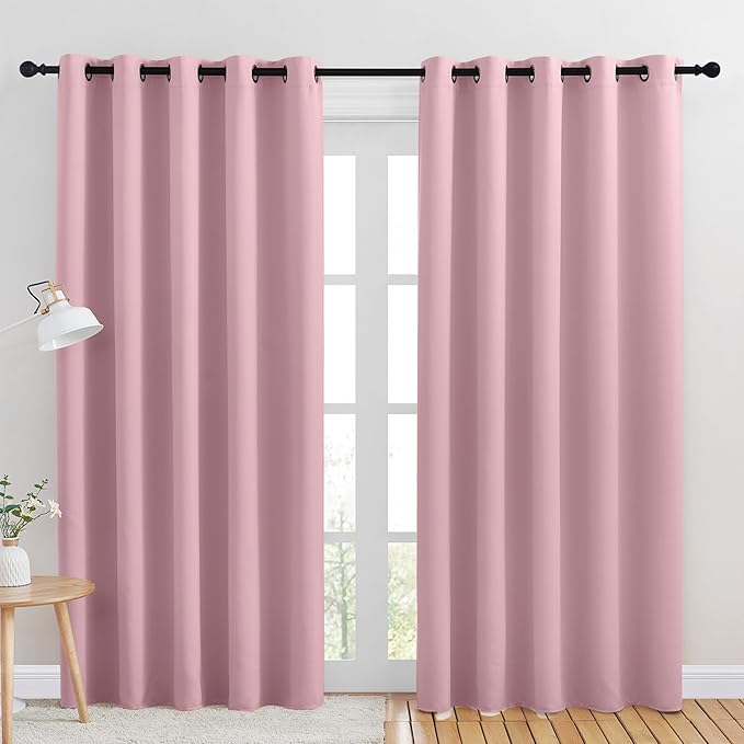 NICETOWN Blackout Draperies Curtains for Kids Room, Greyish Purple, Set of 2, 70 by 84 inches, Window Treatment Thermal Insulated Solid Grommet Blackout Drape Panels for Bedroom