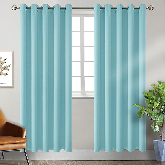 BGment Blackout Curtains - Grommet Thermal Insulated Room Darkening Bedroom and Living Room Curtains, Set of 2 Panels (70 x 84 Inch, Baby Blue)