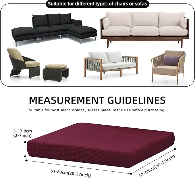 Outdoor Cushion Covers Set,8PCS Patio Furniture Couch Seat Slipcovers, Replacement for Sofa Sectional Chair(Cover，Only)