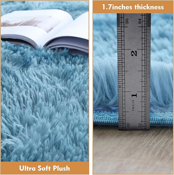 Super Soft Circle Rugs for Girls Princess Castle Toddlers Play Tent 5 Diameter Area Rugs for Kids Bedroom Baby Room Decor Round Shag Carpets(Φ5, Dark Blue Tie-Dyed)