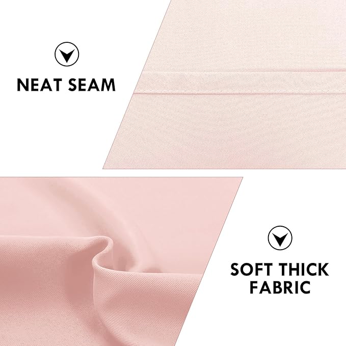 DWCN Blackout Curtains – Thermal Insulated, Energy Saving & Noise Reducing Bedroom and Living Room Curtains, Blush Pink, W 52x L 54 Inch, Set of 2 Rod Pocket Curtain Panels