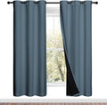 NICETOWN 100% Blackout Window Curtain Panels, Smoky Blue, 2 Pieces, 42-inch Wide Per Panel, Full Light Blocking Drapes with Black Liner for Nursery, 72-inch Drop Thermal Insulated Draperies
