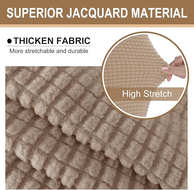 U-NICE HOME Stretch Futon Cover Armless Bed Slipcover - Soft Jacquard Fabric Washable for Pet Friendly, Camel