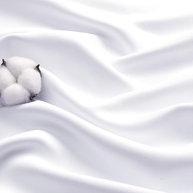 Simplebrand Ava Pure White Curtains 30 Inches Long 2 Panels, Light Filtering Half Window Rod Pocket Privacy Short Curtains, Thermal Insulated Curtain Tiers for Kitchen Bathroom Shades, W30 x L30 Inch