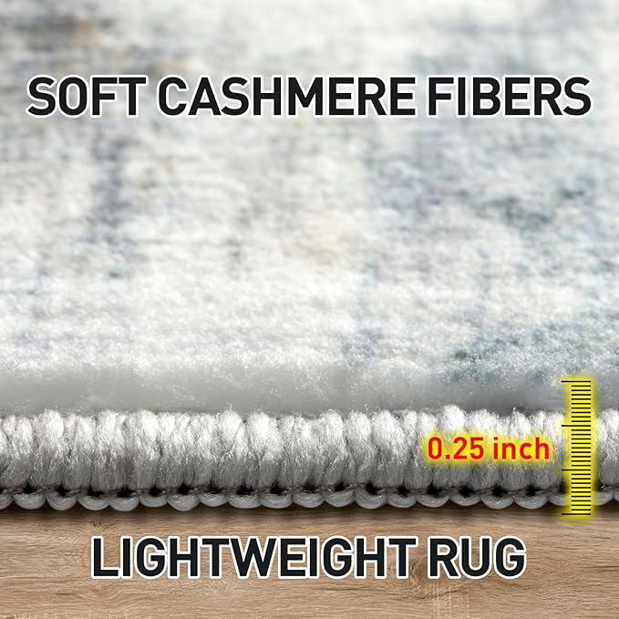 8x10 Area Rugs Washable Rug: Large Modern Abstract Living Room Rug Soft Anti-Skid Thin Carpet Indoor Floor Non-Shedding Carpets for Bedroom Dining Room Farmhouse Nursery Home Office Blue Multi