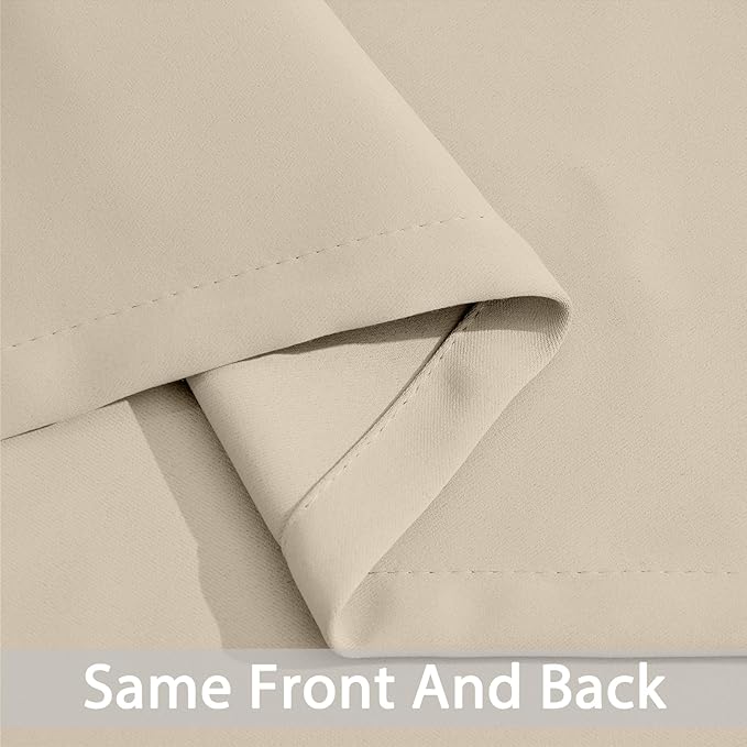 Yakamok Thermal Insulated Grommet Blackout Draperies/Drapes for Bedroom Window,Room Darkening Curtain Panels (2 Panels, W52 x L63 -Inch,Cream Beige)