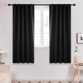 Deconovo Blackout Curtains, Thermal Insulated, W42 x L63 2 Panels, Back Tab, Machine Washable, Room-Darkening Drapes for Bedroom/Living Room Black