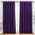 NICETOWN Kitchen Blackout Curtains and Drapes - Triple Weave Energy Saving Thermal Insulated Solid Grommet Blackout Panels for Patio (1 Pair, 66 inches by 90 Inch, Royal Purple)