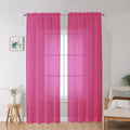 OWENIE Hot Pink Sheer Curtains for Bedroom Living Room 90 Inches Long, Elegant Solid Light Filtering Window Curtain Panles, Modern Rod Pocket Hot Pink Curtain, 2Pcs, Each 42" W x 90" L