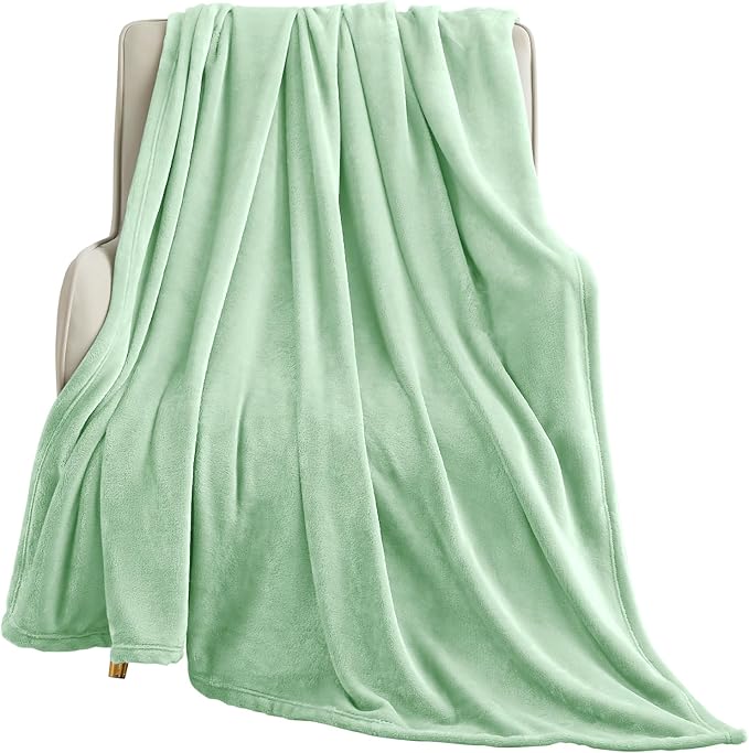 KMUSET Sage Green Fleece Blanket for Bed - Lightweight Super Soft Cozy Luxury Bed Blanket Microfiber 60 x 80 inches