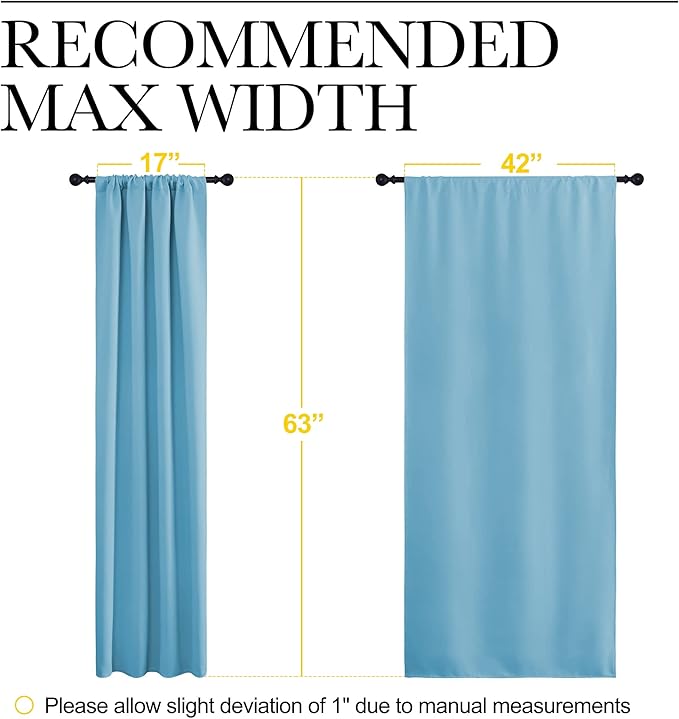 NICETOWN Kitchen Blackout Curtains Panels - Window Treatment Thermal Insulated Room Darkening Rod Pocket Drapes for Bedroom (Teal Blue, Set of 2, 42 by 63 inches Long)
