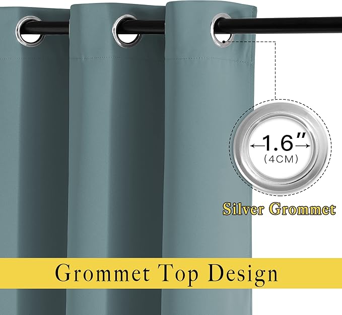 NICETOWN Room Darkening Extra Long Curtains - Home Fashion Ring Top Thermal Insulated Weighted Large Window Treatment Drapes for Nursery (W80 x L108, Greyish Blue, Set of 2)