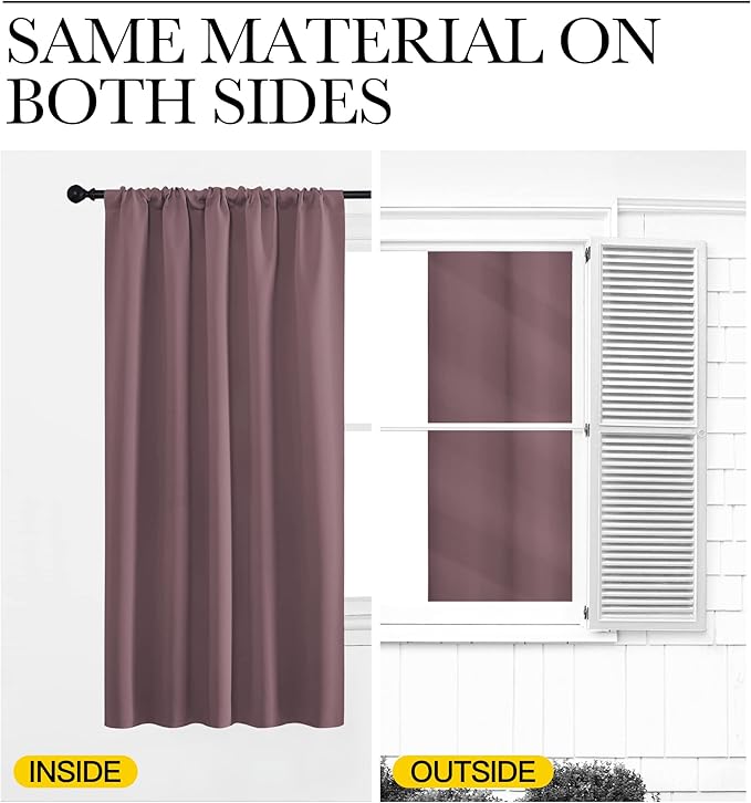 NICETOWN Kitchen Curtains, Short Blackout Curtains & Drapes, Small Window Draperies for Dining Room, Cupboard (Dry Rose, 42" W by 36" L, Set of 2)