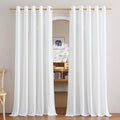 NICETOWN Linen 78 inch Curtains for Kitchen Window, Grommet Thick Flax Linen White Small Window Treatments Privacy Assured with Light Filtering for Cafe/Kids Room, W68 x L78, 2 Panels