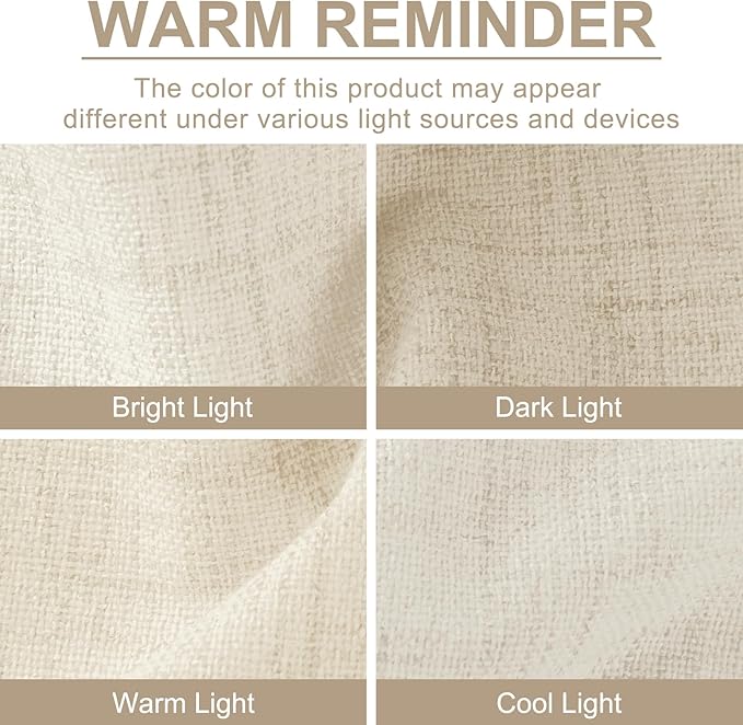 100% Blackout Shield Linen Blackout Curtains for Bedroom 84 Inches Long, Back Tab/Rod Pocket Living Room Drapes, Thermal Insulated Blackout Curtains 2 Panels Set, 50" W x 84" L, Light Cream