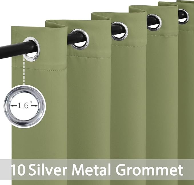 Yakamok 84 Inch Length Blackout Curtains for Bedroom, Light Blocking Drapes Room Darkening Thermal Insulated Solid Grommet Panels for Living Room, (70Wx84L, Sage Green, 2 Panels)