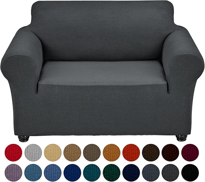 Joccun Stretch Chair Couch Cover,1-Piece Sofa Slipcover Spandex Jacquard Fabric Sofa Covers with Elastic Bottom,Washable Furniture Protector for Dogs,Cats,Kids(Armchair,Charcoal)